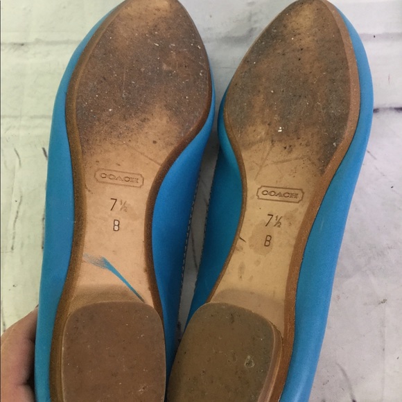 Coach Size 7.5 Talia Slip On Logo Flats Blue Brown - Picture 8 of 8